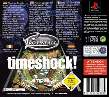 Pro Pinball - Timeshock! (US) box cover back